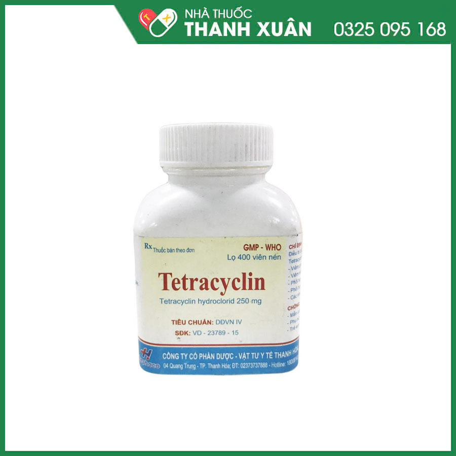 Tetracyclin 250mg Thephaco thuốc kháng sinh điều trị viêm phổi, viêm phế quản, viêm xoang, viêm niệu đạo và mụn trứng cá